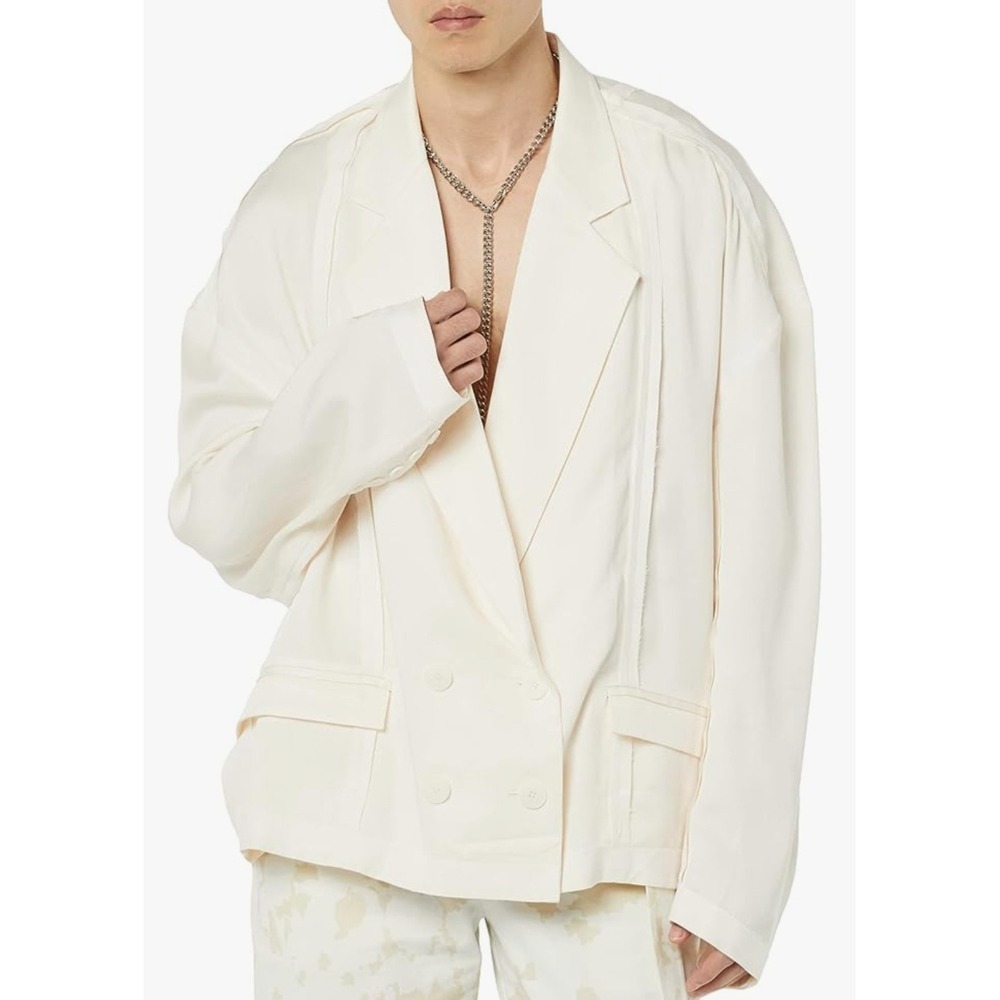Maison Blanche Inside Out Oversized Jacket Blazer Cream Pink Sz 4 Men M Women L
